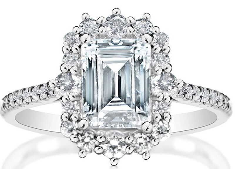 Eden. Lab Grown 1 7/8ctw. Diamond Halo Engagement Ring in 14k White Gold image number null