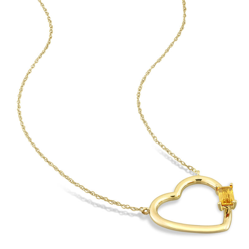 Citrine Open Heart Necklace in 10k Yellow Gold image number null