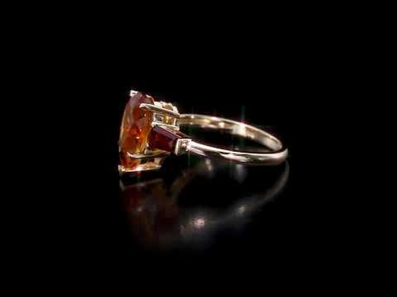 Citrine and Garnet Pear Shaped Ring in 14k Yellow Gold image number null