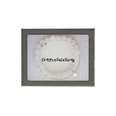 "Congratulations" White Quartzite Bracelet in Sterling Silver