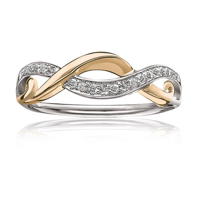 Diamond Infinity Crisscross Ring in 10k Yellow & White Gold