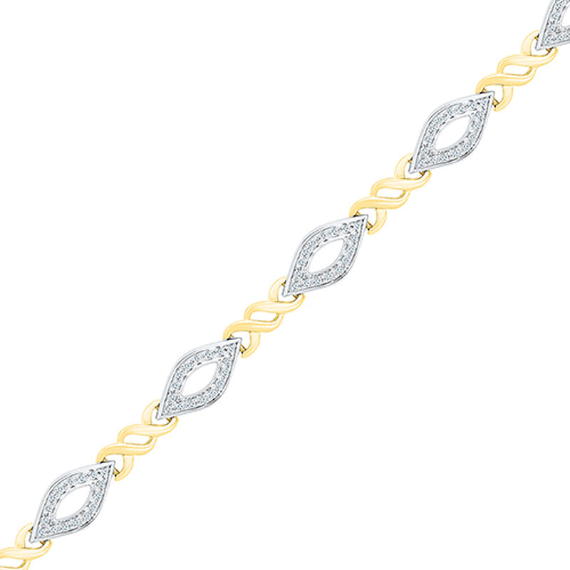 Open Marquise Shape 1/3ctw Fashion Bracelet in 10k Yellow and White Gold image number null