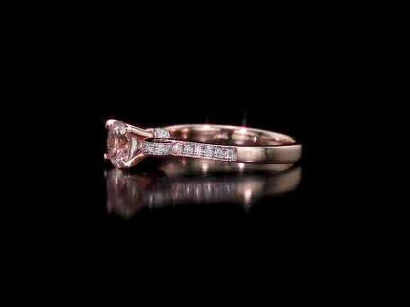 Round Morganite Bow-Design Diamond Engagement Ring in 14k Rose Gold image number null
