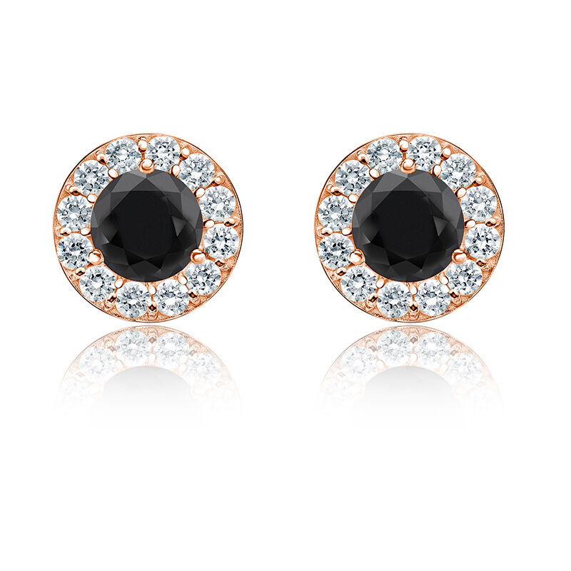 Black Diamond 2ct. t.w. Halo Stud Earrings in 14k Rose Gold image number null