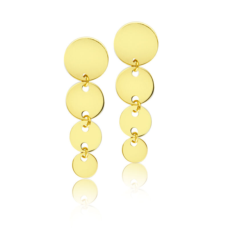 Disc Dangle Earrings in 14K Yellow Gold image number null