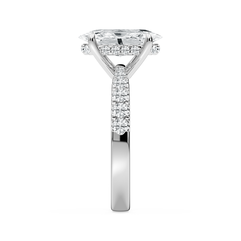 Moval Lab Grown Diamond 2 1/2ctw. Engagement Ring with Diamond Pinched Band in 14k White Gold image number null