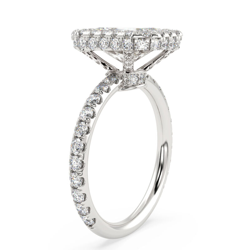 Radiant-Cut Lab Grown 3ctw. Diamond Seamless Halo Engagement Ring in 14k White Gold image number null
