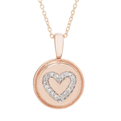 Diamond Heart Pendant in 14k Rose Gold