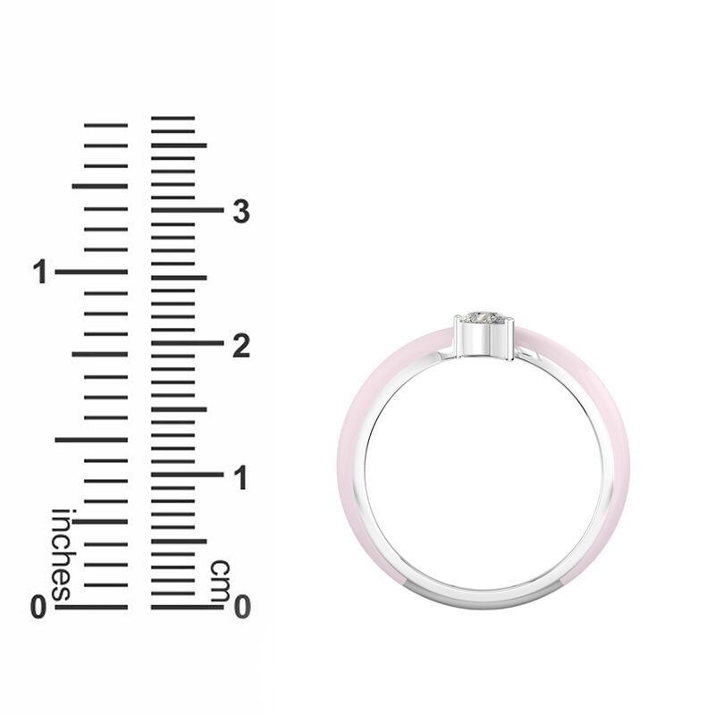Pear-Shaped Lab Grown Diamond Pink Ceramic Open Style Ring in Sterling Silver image number null