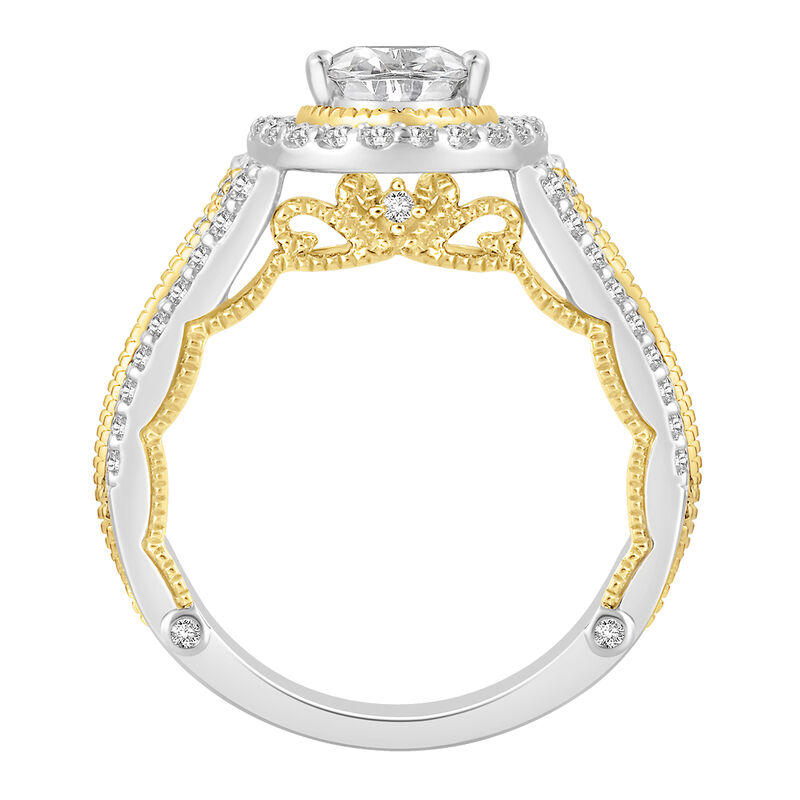 Pear-Shaped Lab Grown 2.50ctw. Diamond Multi-Row Halo Engagement Ring in 14k Two-Tone Gold image number null