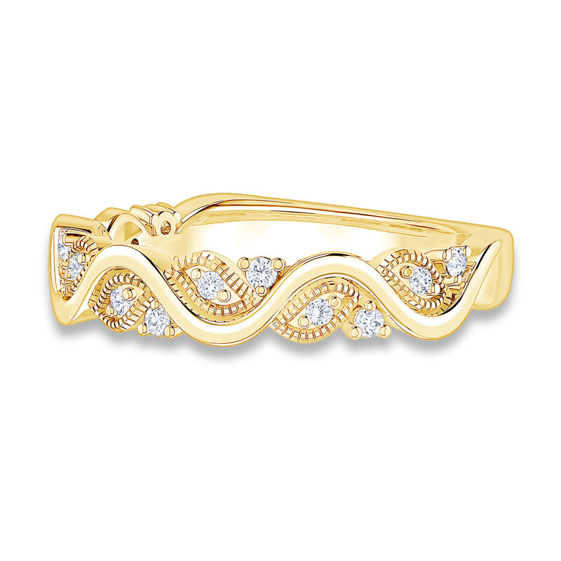 Diamond Milgrain & 10k Yellow Gold Anniversary Ring image number null