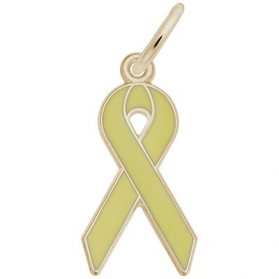 Yellow Ribbon Charm in Gold Plated Sterling Silver