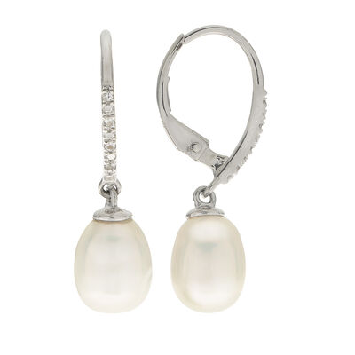 Imperial Pearl Freshwater Cultured Pearl & White Topaz Drop Earrings