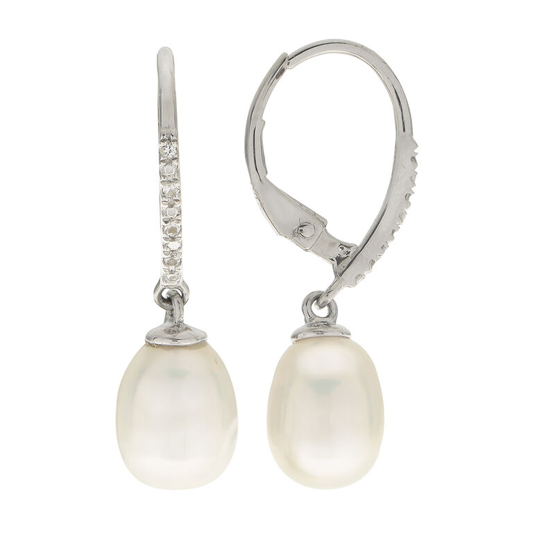 Imperial Pearl Freshwater Cultured Pearl & White Topaz Drop Earrings image number null