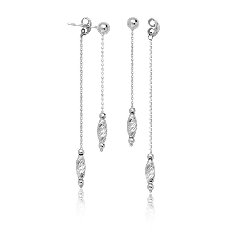 Dangle Front-Back Earrings in 14k White Gold image number null