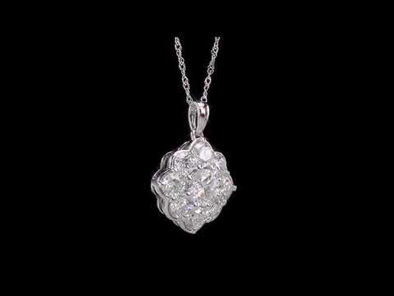 Created Round-Cut Moissanite Flower Pendant in 10k White Gold image number null