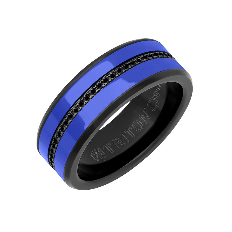 Men's Sapphire & Tungsten Carbide Wedding Ring (8mm) image number null
