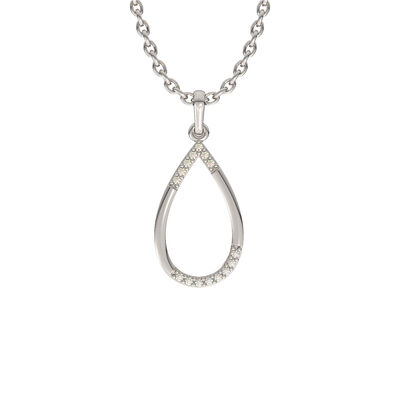 Round Diamond Teardrop Pendant in Sterling Silver