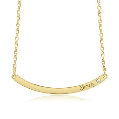 Birthstone Personalized Bar Necklace in Yellow Gold Plated Sterling Silver