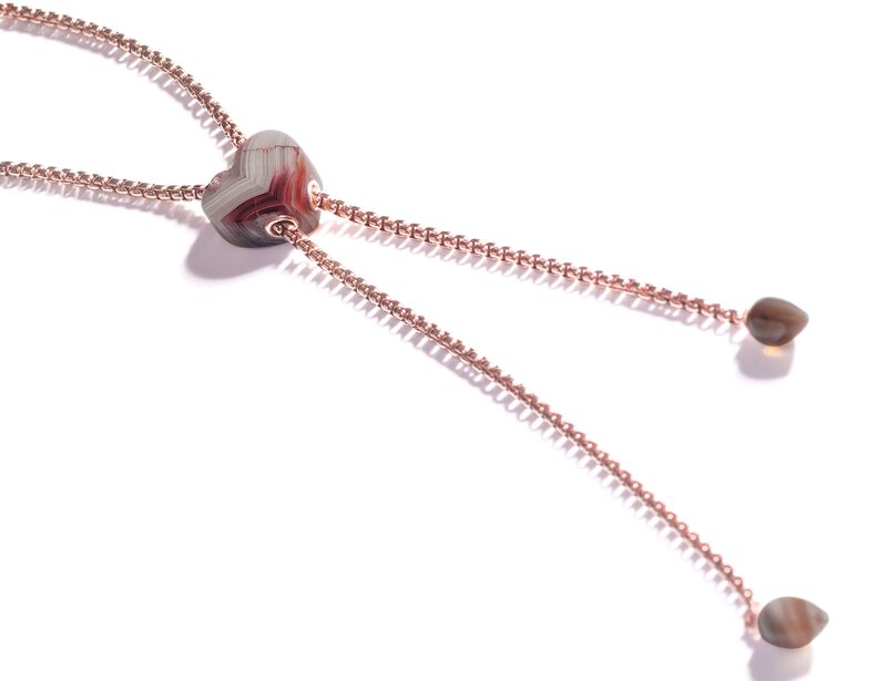 Lace Agate Adjustable Necklace in Sterling Silver & 14k Rose Gold Plating image number null