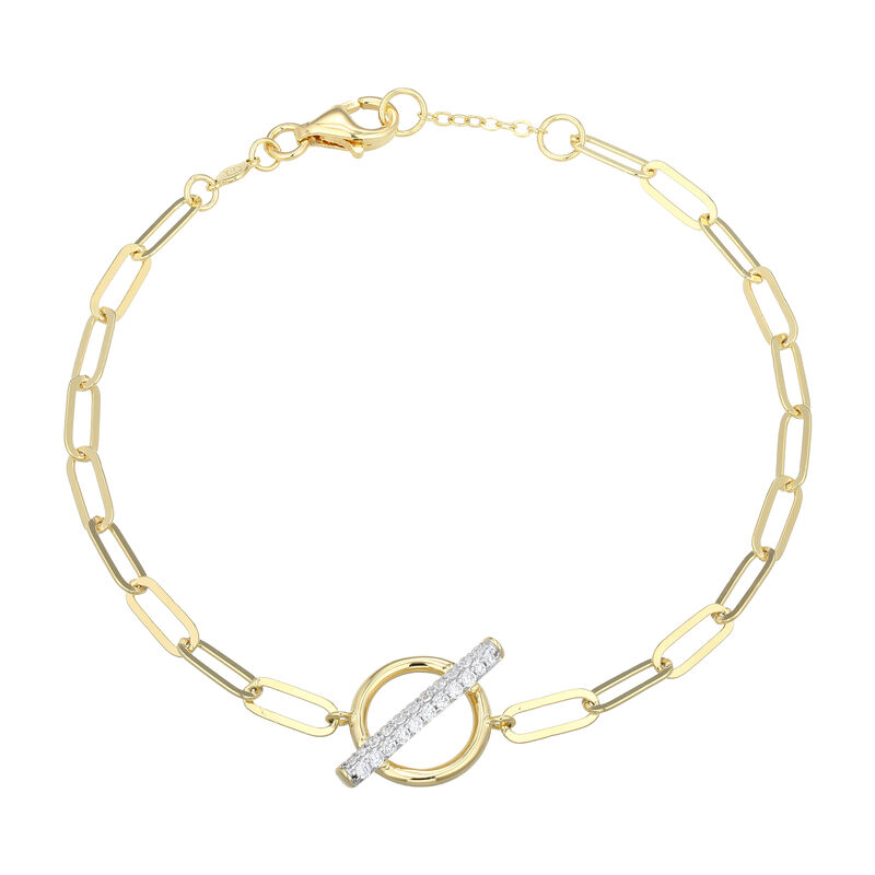 Lab Grown Diamond Toggle Chain Bracelet in Gold Plated Sterling Silver image number null