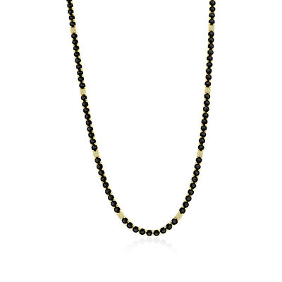 5mm Onyx/Micro Pave Cubic Zirconia 17" Tennis Necklace in Gold Plated Sterling Silver