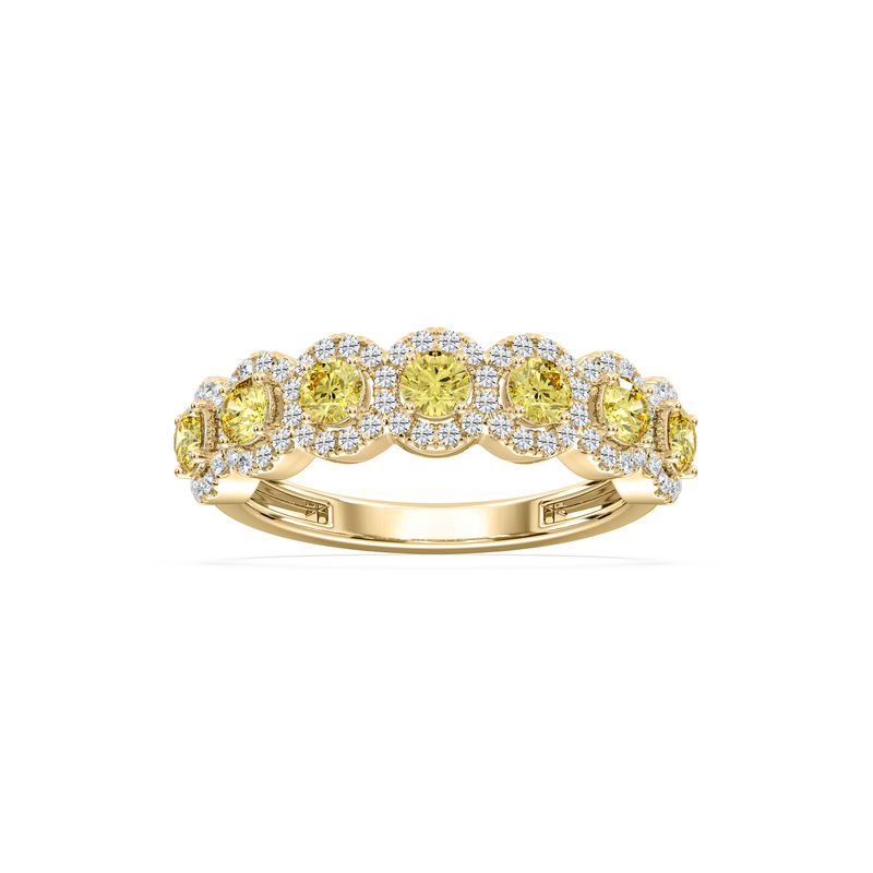 Lab Grown Yellow Round Diamond 1ctw. Halo Wedding Ring in 14k Yellow Gold image number null
