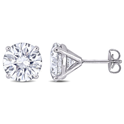 Created Round-Cut Moissanite Solitaire Stud Earrings in 14k White Gold