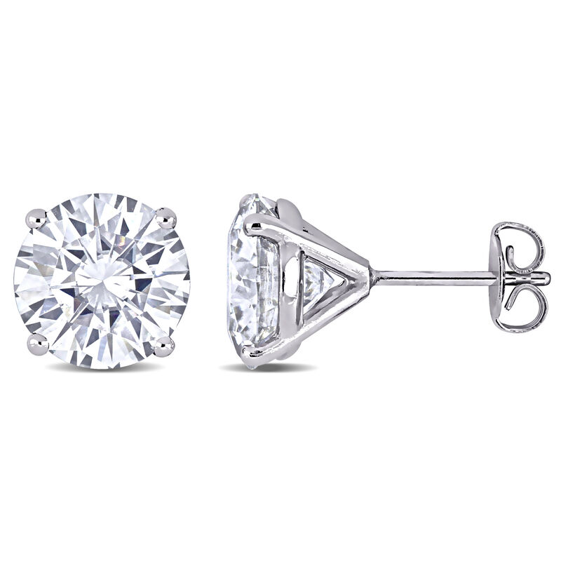 Created Round-Cut Moissanite Solitaire Stud Earrings in 14k White Gold image number null
