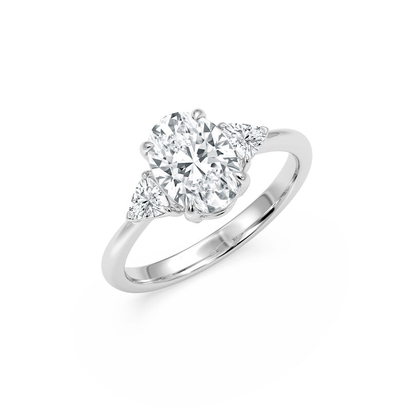 Oval Lab Grown Diamond 2 1/3ctw. Three Stone Engagement Ring in 14k White Gold image number null