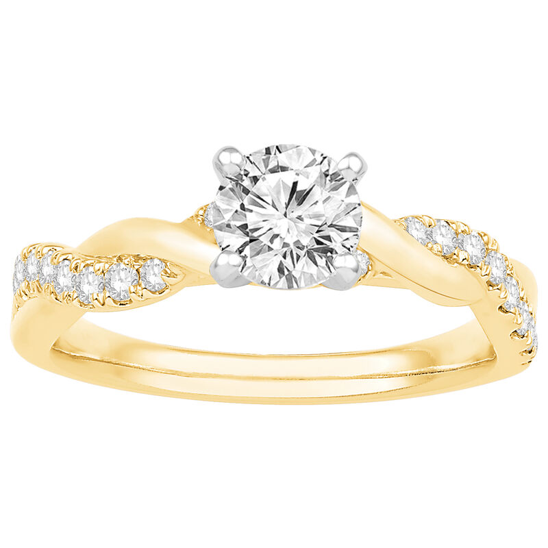 Brilliant-Cut 1/4ctw. Diamond Twist Ring Setting in 14k Yellow Gold image number null
