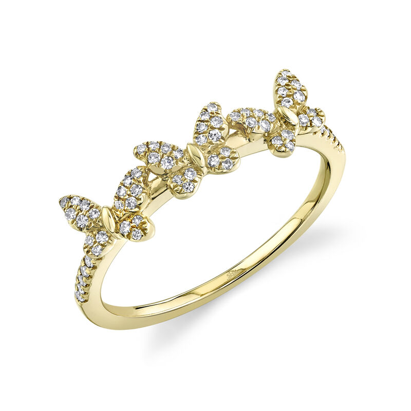 Shy Creation .15ctw. Diamond Butterfly Ring in 14k Yellow Gold image number null