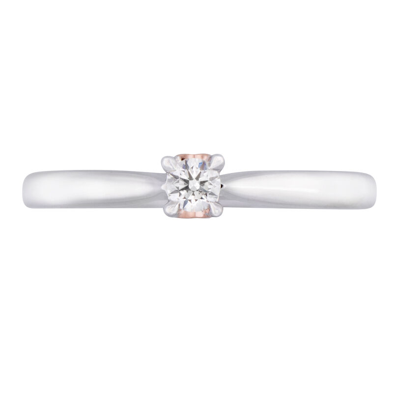 Round Lab Grown Diamond 1/10ctw. Heart Peekaboo Promise Ring in 10k White & Rose Gold image number null