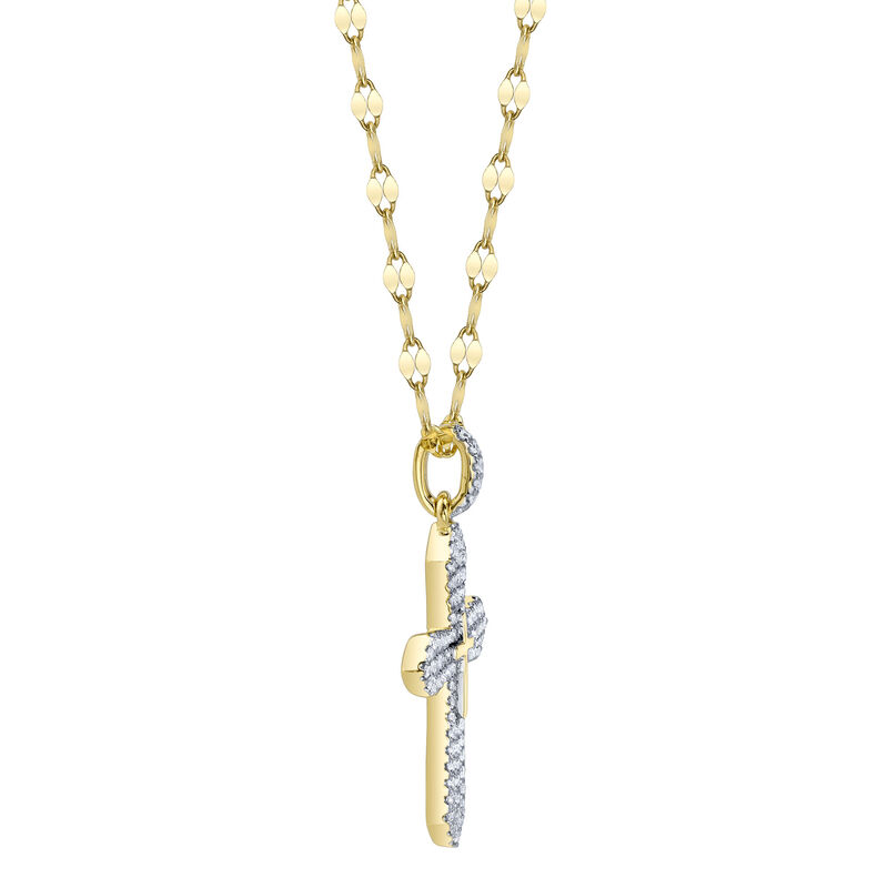 Diamond Pave Cross Pendant Necklace in 14k Yellow Gold image number null