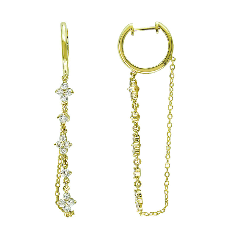 Brilliant-Cut .72ctw. Diamond Dangle Fashion Earrings in 10k Yellow Gold image number null