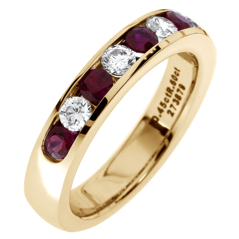 Diamond & Ruby Channel Set 0.55ctw. Band in 14k Yellow Gold image number null