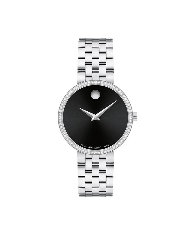 Movado Ladies Stainless Steel Diamond Bezel Museum Classic Watch 0607814 image number null