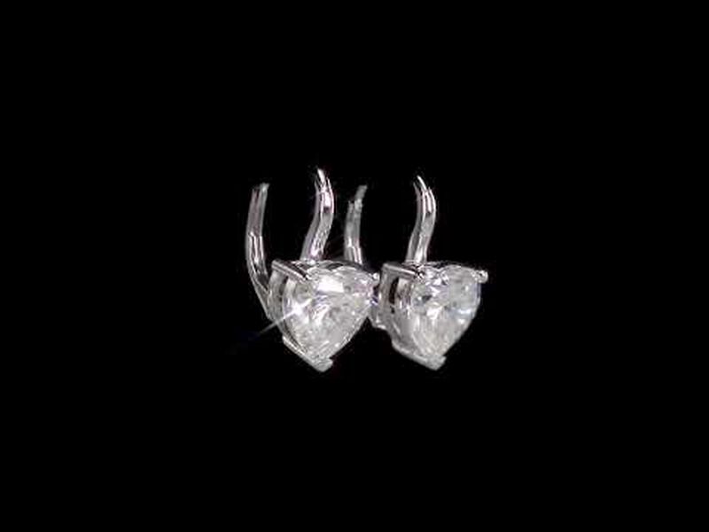 Created Heart-Shaped Moissanite Earrings in 14k White Gold image number null