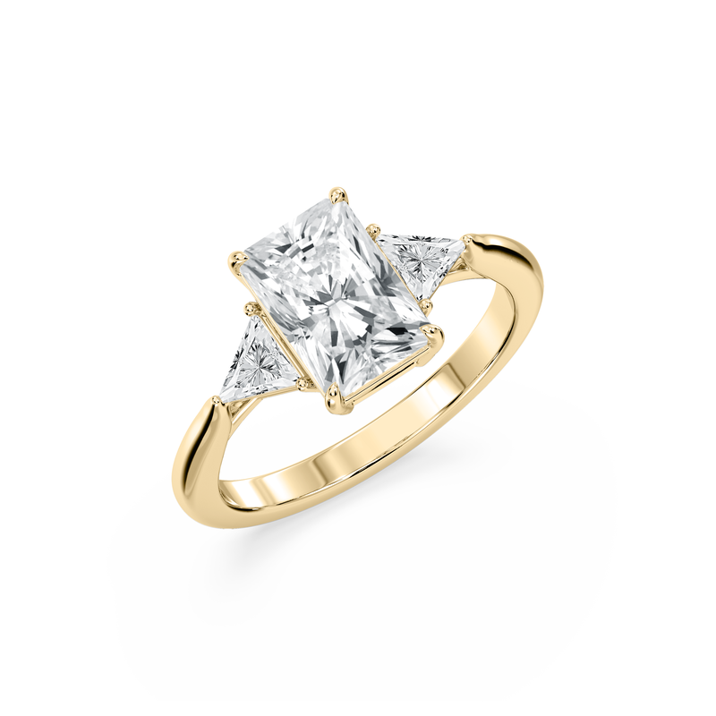 Radiant Lab Grown Diamond 1 1/4ctw. Three Stone Engagement Ring in 14k Yellow Gold image number null