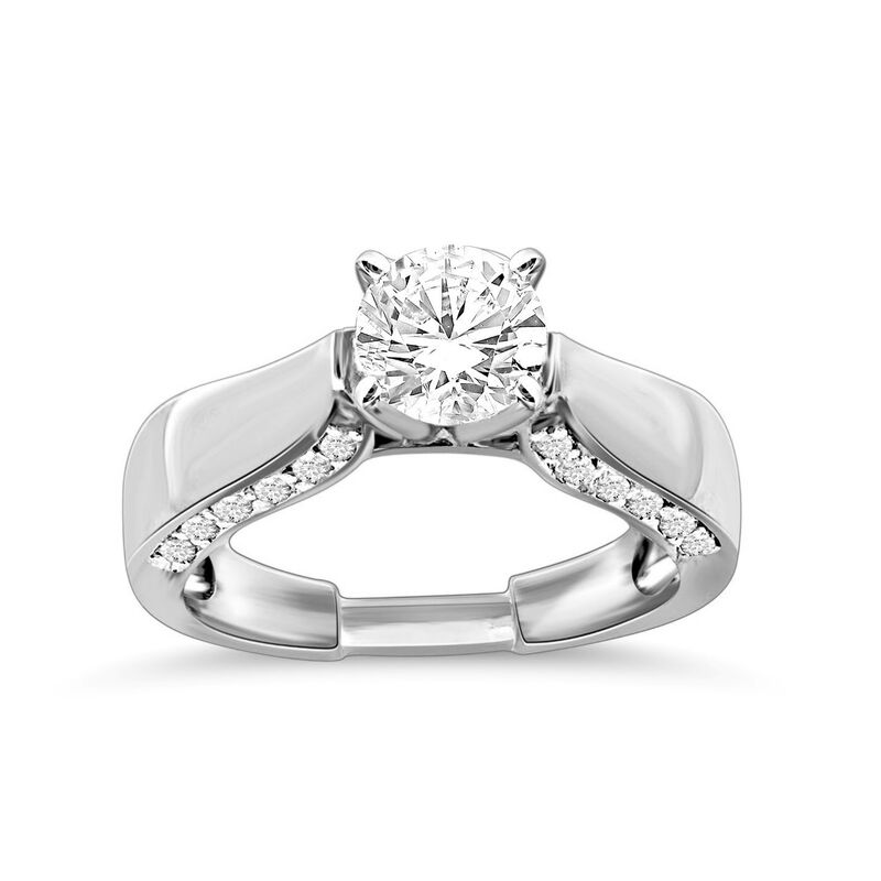 Brilliant-Cut Lab Grown 1 1/2ctw. Diamond with Trilogy Diamond Accents Engagement Ring in 14k White Gold image number null