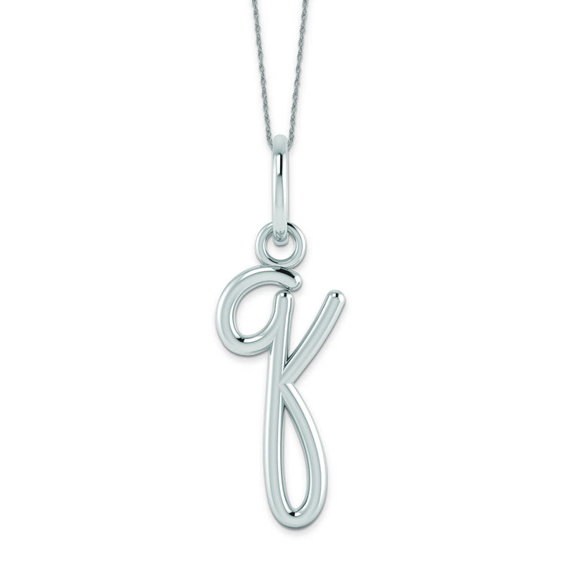 Script Q Initial Necklace in 14k White Gold image number null