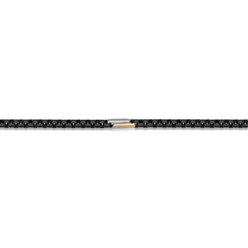 2 Tone Station Chain Bracelet in Black & Gold Tone Ion Plated Stainless Steel (4.5mm) image number null