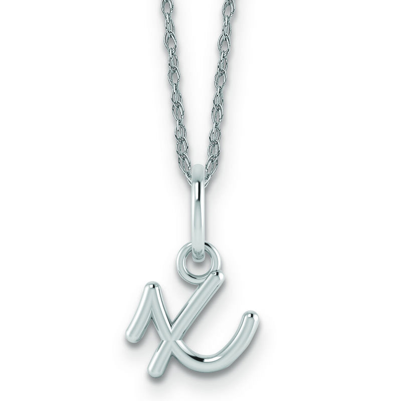 Script X Initial Necklace in 14k White Gold image number null