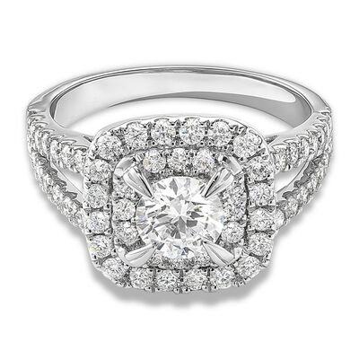 Lincoln. Lab Grown 1 1/2ct. Diamond Double Halo Engagement Ring in 14k White Gold