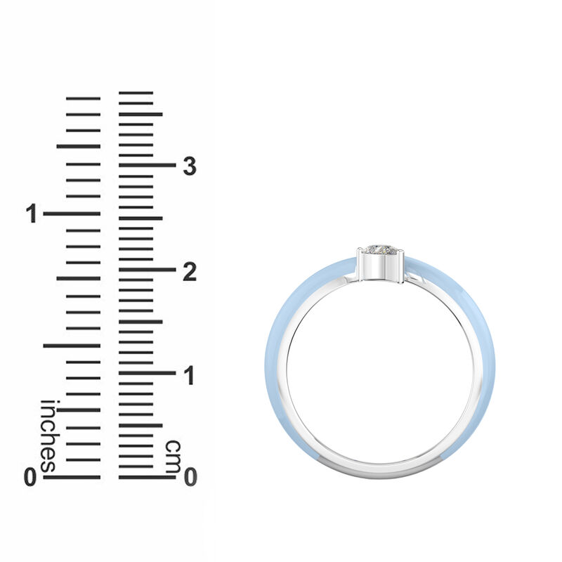 Pear-Shaped Lab Grown Diamond Light Blue Ceramic Open Style Ring in Sterling Silver image number null