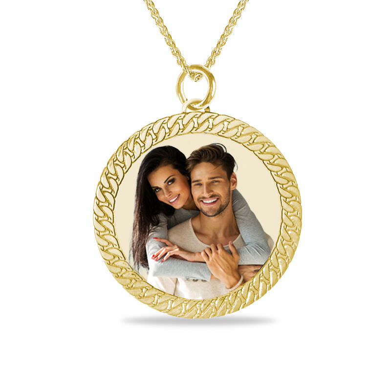 Cuban Link Edge Photo Pendant in 10k Yellow Gold image number null