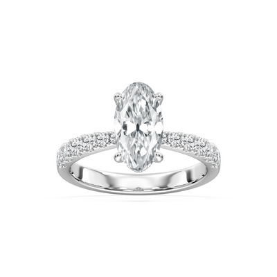 Moval Lab Grown Diamond 2 1/2ctw. Engagement Ring with Diamond Pinched Band in 14k White Gold
