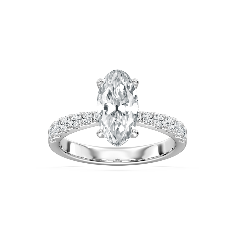 Moval Lab Grown Diamond 2 1/2ctw. Engagement Ring with Diamond Pinched Band in 14k White Gold image number null