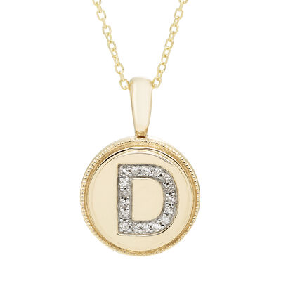 Diamond Initial D Pendant in 14k Yellow Gold