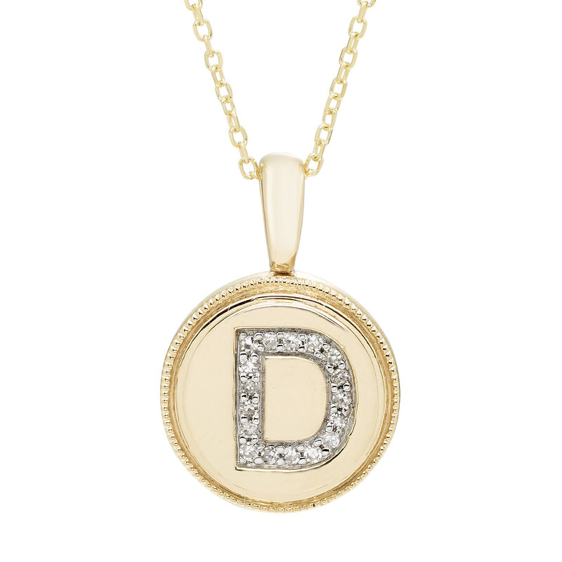 Diamond Initial D Pendant in 14k Yellow Gold image number null